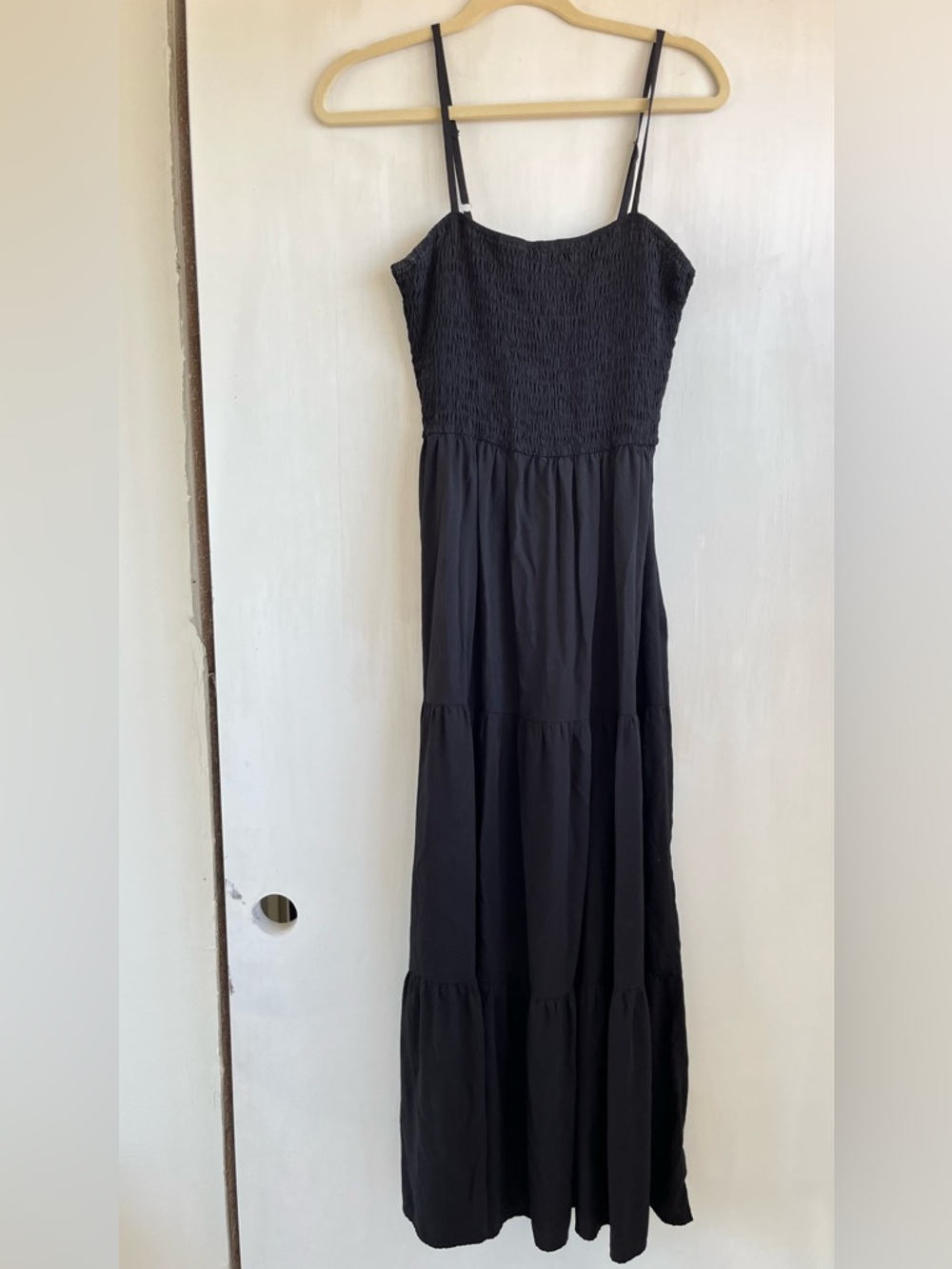 Black Smocked Tiered Maxi Dress - Women S by Pretty Garden